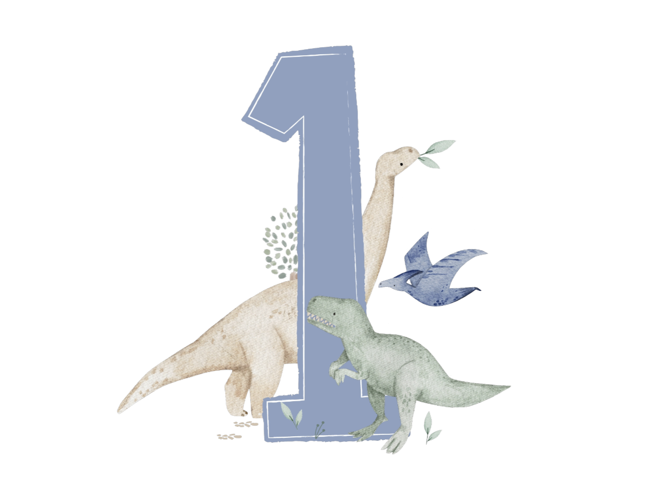 Geburtstagszahl 'EINS' Dinosaurier