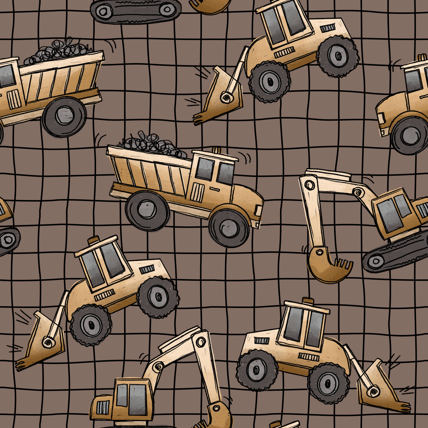 Baustelle Fahrzeuge Grid