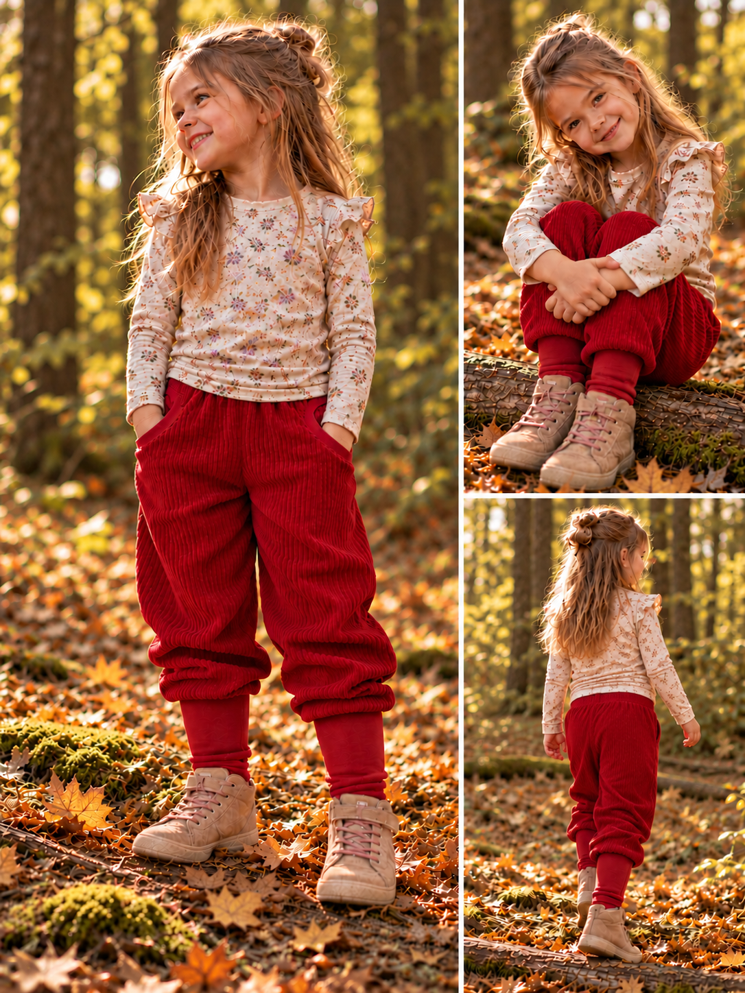 Cordhose elastisch Kirschrot