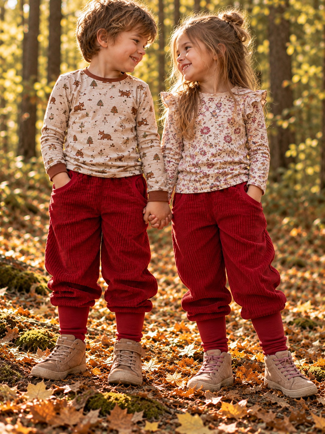 Cordhose elastisch Kirschrot