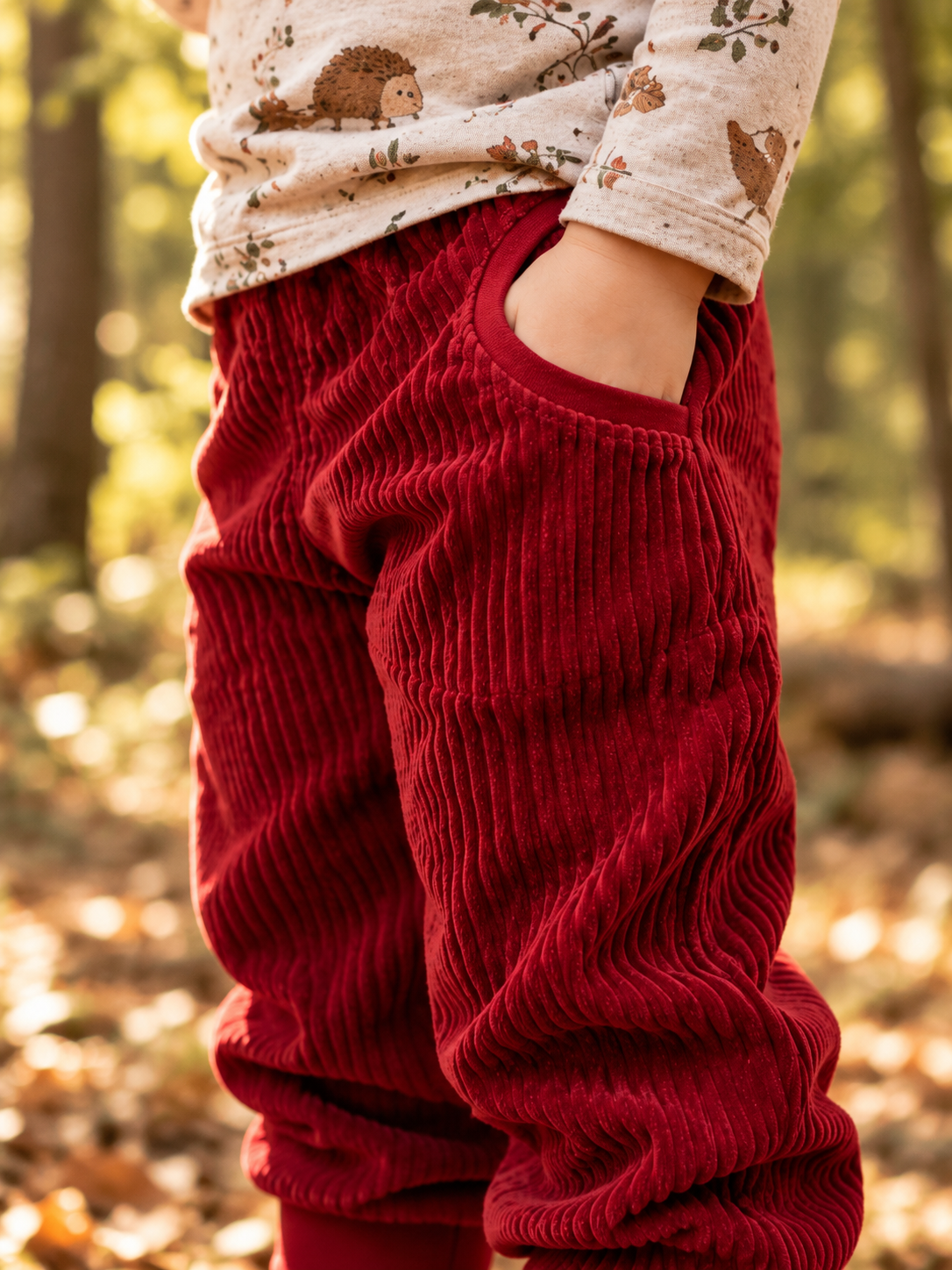 Cordhose elastisch Kirschrot
